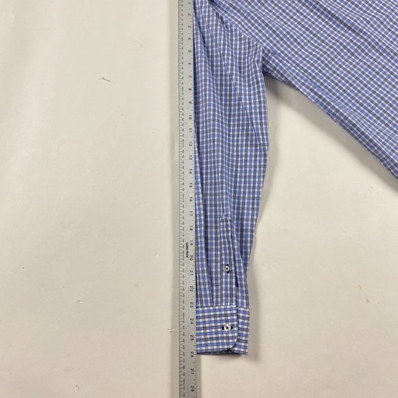 NWOT UNTUCKit Slim Fit Wrinkle Free Shirt Mens Medium Blue Black Gingham Check - Picture 9 of 10